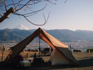 富士山とテント